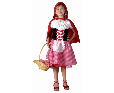 Zestaw dla dzieci Czerwony Kapturek (bluzka, spódnica, peleryna z kapturem), rozm.130/140 cm