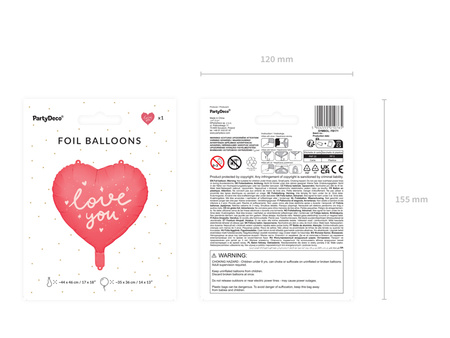 Balon foliowy Serce ''I love you'', 45 cm, mix