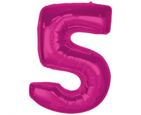 Balon foliowy Smart, cyfra 5, różowa, 92 cm
