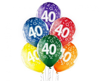 Balony D11 40th Birthday, 1c/5s, 6 szt.