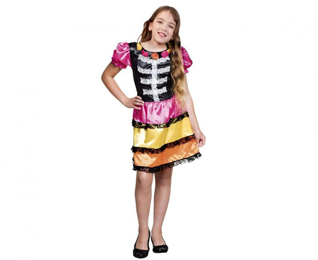 Strój dla dzieci Kolorowy Kościotrup (sukienka), rozm. 110/120 cm