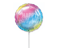Balon foliowy 9" - "Happy Birthday" (gradient pastelowy)