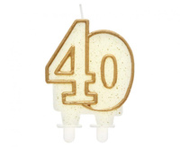 Świeczka cyferka "40", złoty kontur