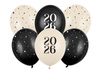 Balony 30 cm, Happy New Year 2026, Pastel Mix (1 op. / 6 szt.)