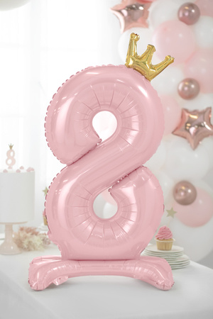 Stojący balon foliowy cyfra ''8'', 84 cm, jasny różowy