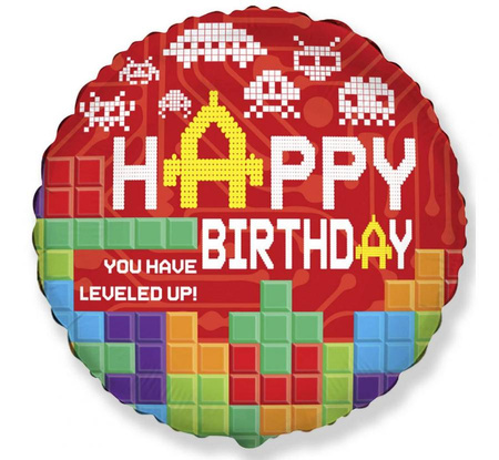 Balon foliowy 18" - Happy Birthday- BRICKS