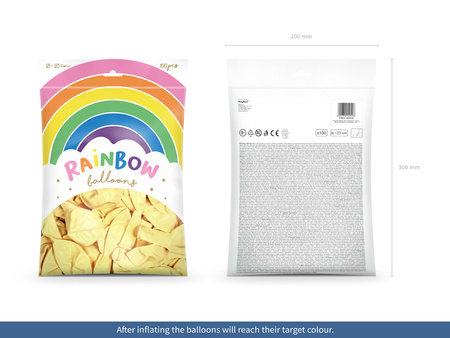 Balony Rainbow 23cm metalizowane, kremowy (1 op. / 100 szt.)