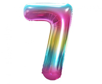 Balon foliowy Cyfra 7, tęczowa, 85 cm
