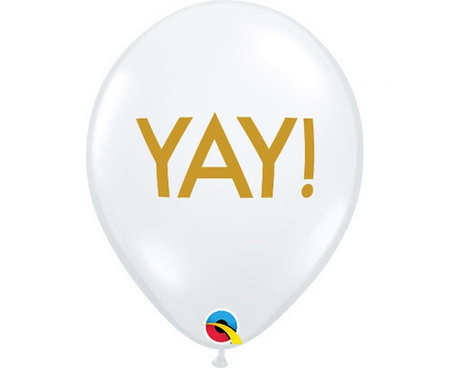Balon 11 cali przezroczysty z nadr. YAY!, 25 szt.