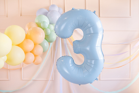 Balon foliowy Cyfra ''3'', 72cm, jasny niebieski