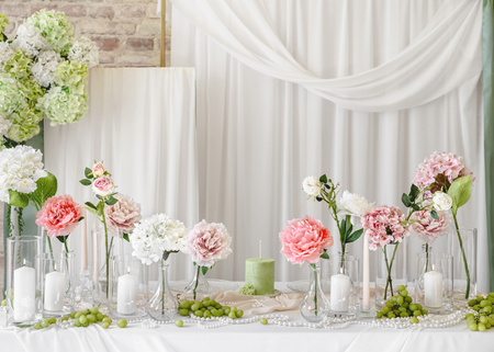 Sztuczny Kwiat - Piwonia, 35 cm, blady róż