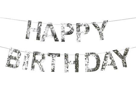 Baner Happy Birthday, 2.2m, srebrny