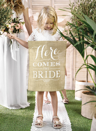 Baner na przejście Panny młodej - Here comes the bride, 41x51cm
