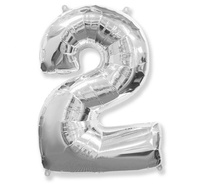 Balon foliowy - "Number 2" srebrny 85 cm