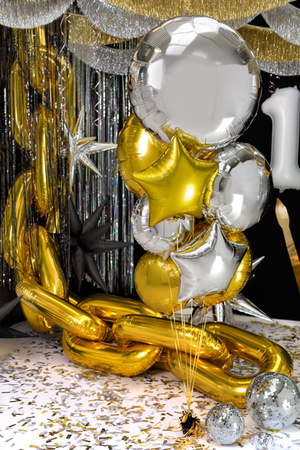 Balon foliowy okrągły Pastylka, 59 cm, srebrny