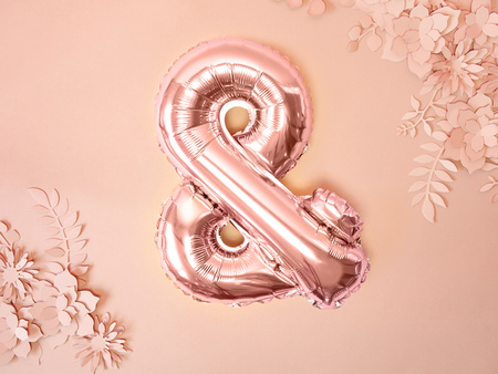 Balon foliowy &, 35cm, różowe złoto