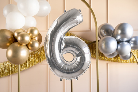 Balon foliowy Cyfra ''6'', 72cm, srebrny