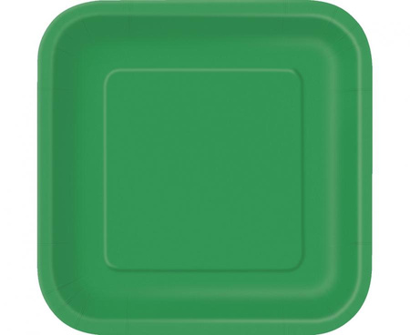 Talerzyki papierowe, ciemnozielone, 18 cm, kwadratowe, 16 szt.