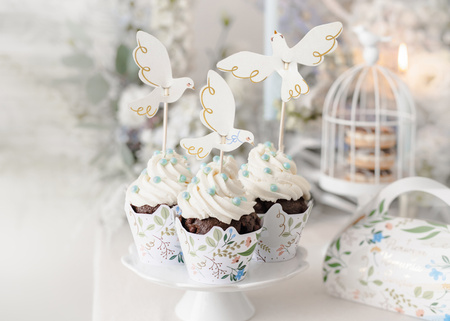 Papilotki na muffinki Kwiaty, 5x7.5x6.5 cm, mix (1 op. / 6 szt.)