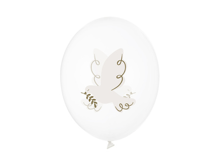 Balony 30 cm, Gołąb, Crystal Clear (1 op. / 6 szt.)