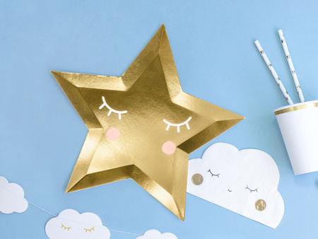 Talerzyki Little Star - Gwiazda, złoty, 27cm (1 op. / 6 szt.)