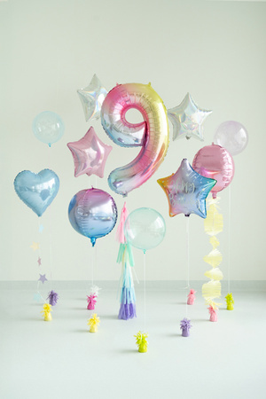 Balon foliowy Cyfra ''9'', 86cm, pastelowy tęczowy