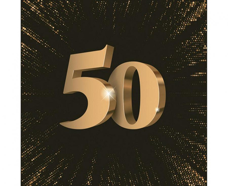 Serwetki papierowe 50th 3D Birthday, 33 x 33 cm,  20 szt.