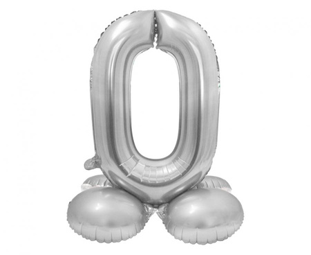 Balon foliowy Smart, Cyfra stojąca 0, srebrna, 72 cm