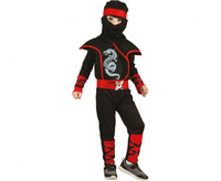 Zestaw dla dzieci Ninja (kaptur, chusta na głowę, kamizelka, kombinezon, pasek), rozm. 92/104 cm