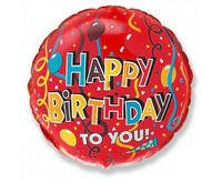 Balon foliowy 18" - "Happy Birthday (tasiemki)"