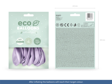 Balony Eco 30cm metalizowane, liliowy (1 op. / 10 szt.)