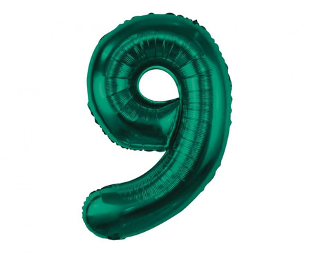 Balon foliowy , cyfra 9, zieleń butelkowa, 85 cm