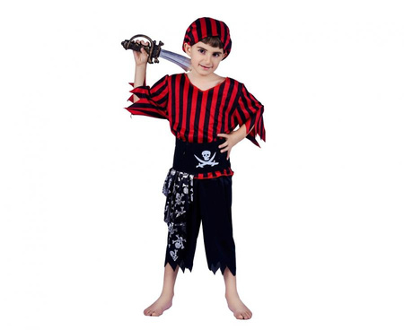 Zestaw dla dzieci Pirat (opaska, płaszcz, pas, spodnie), rozm. 110/120 cm