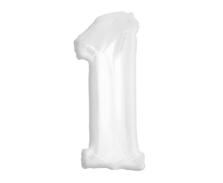 Balon foliowy , cyfra 1, biała, 92 cm