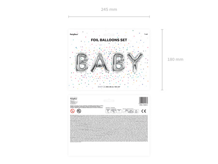 Balon foliowy Baby, 262x86cm, srebrny