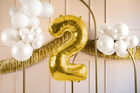 Balon foliowy Cyfra ''2'', 72cm, jasny złoty