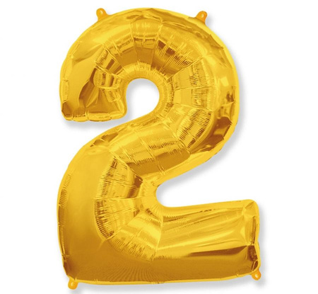Balon foliowy - "Number 2" złoty, 85 cm