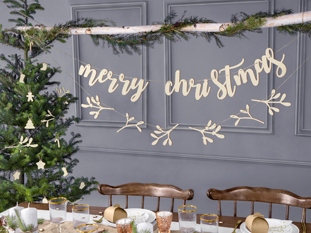 Drewniany baner Merry Christmas, 87x17cm