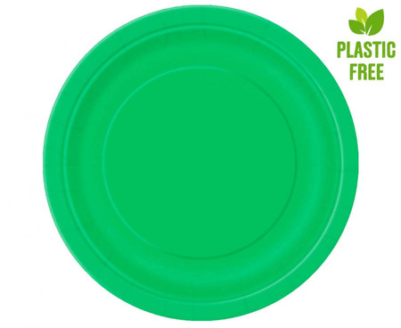 Talerzyki papierowe, zielone, 23 cm, 8 szt. (plastic-free)