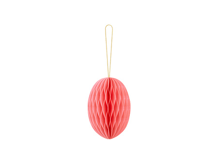 Dekoracja papierowa honeycomb Jajko, różowy, 12 cm