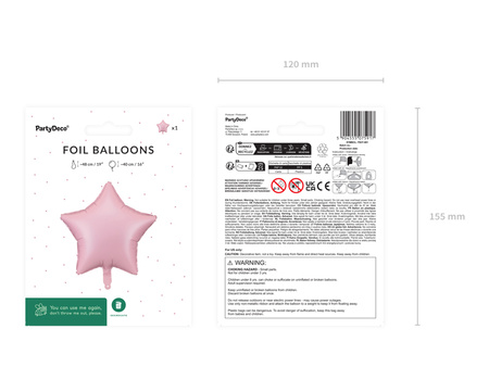 Balon foliowy Gwiazdka, 48cm, różowy