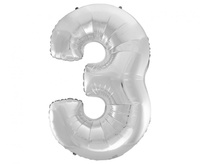 Balon foliowy Cyfra 3, srebrna, 92 cm