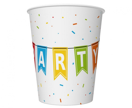 Kubeczki pap. Kolorowe Party, 250 ml., 6 szt.