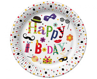 Talerzyki papierowe Funny B-day, 18 cm, 8 szt.