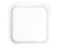 Talerzyki papierowe, białe, 23 cm, kwadratowe, 14 szt.