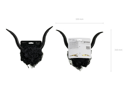 Opaska Rogi z tiulem, 30x76 cm, czarny