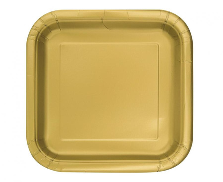 Talerzyki papierowe, złote, 18 cm, okrągłe, 16 szt.