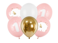 Balony 30 cm, Roczek, Baby pink (1 op. / 6 szt.)