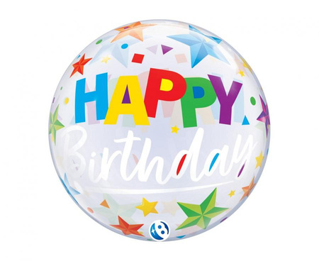 Balon Takara BUBBLE BALLOON Birthday Brilliant Stars, 22"