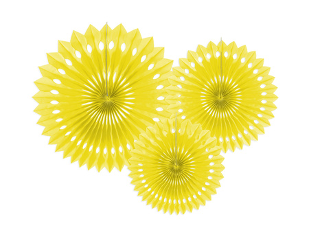 Rozety dekoracyjne, żółty, 20-30cm (1 op. / 3 szt.)